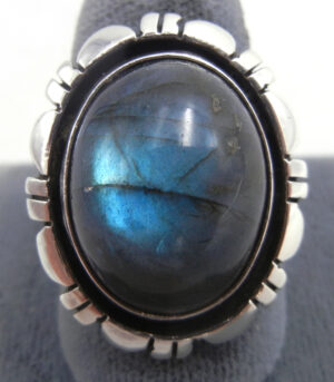 Navajo labradorite and sterling silver ring by Lonnie Willie