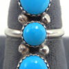 Navajo small triple turquoise and sterling silver ring by Julia Etsitty