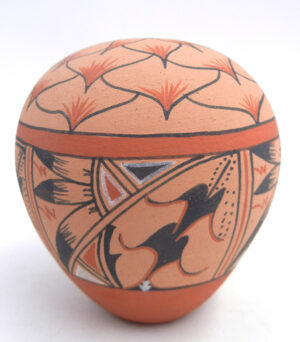 Jemez handmade and hand painted multi-pattern seed pot by Benjamin Toya
