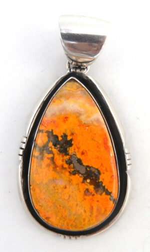 Navajo bumblebee jasper and sterling silver pendant