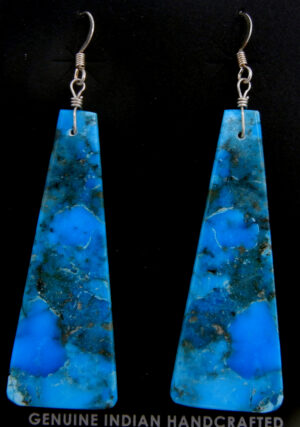 Santo Domingo rounded triangular slab earrings by Myles Calabaza