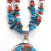 Santo Domingo Daniel Coriz Double Strand Multi-Stone and Sterling Silver Heishi and Inlay Necklace - Image 4