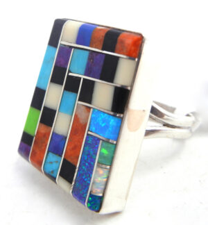 Santo Domingo Ronald Chavez Multi-Stone Inlay and Sterling Silver Ring