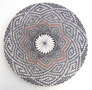 Acoma ceramic polychrome hand painted eyedazzler design plate by Melissa Antonio