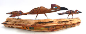 Zuni Alan Lewis Carved Cottonwood Triple Roadrunner Fetish