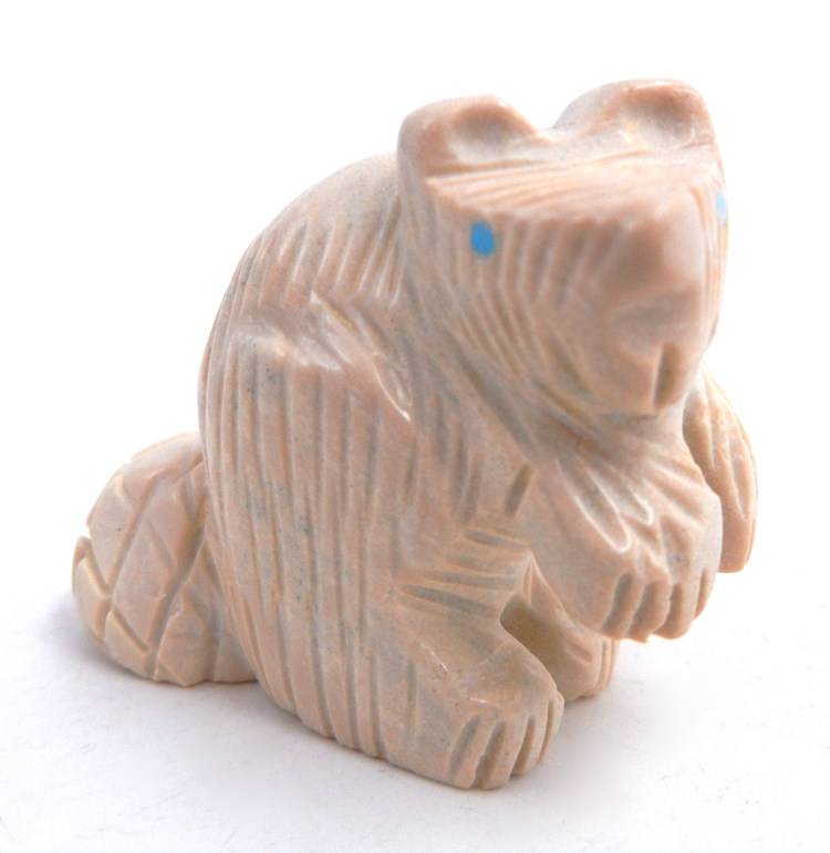 Zuni carved fish rock beaver fetish by Gilbert Lonjose