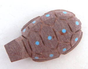 Zuni Amanda Siutza Carved Pipestone Turtle Fetish with Turquoise Accents