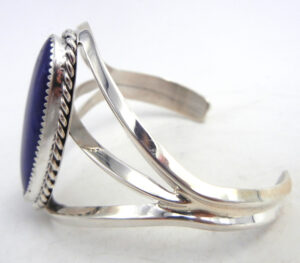 Navajo Elroy Chavez Lapis and Sterling Silver Cuff Bracelet