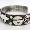 Navajo Alex Sanchez Sterling Silver and Turquoise Petroglyph Style Cuff Bracelet - Image 3