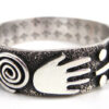 Navajo Alex Sanchez Sterling Silver and Turquoise Petroglyph Style Cuff Bracelet - Image 4