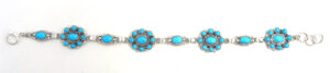 Navajo Turquoise and Sterling Silver Cluster Link Bracelet