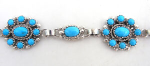 Navajo Turquoise and Sterling Silver Cluster Link Bracelet