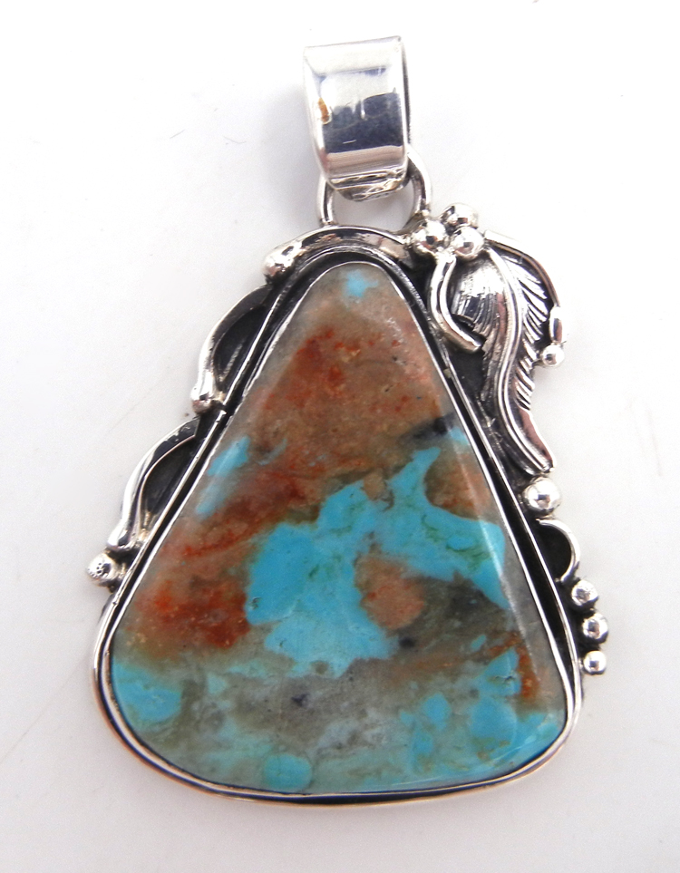 Navajo turquoise and sterling silver pendant by Juan Guerro