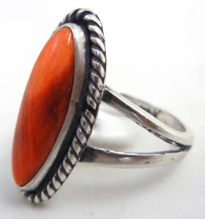 Navajo Orange Spiny Oyster Shell and Sterling Silver Ring