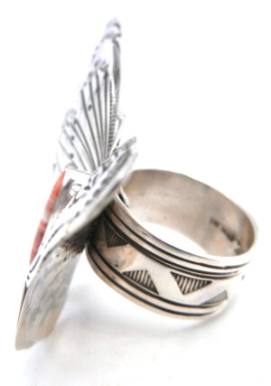 Navajo Melissa Willie Sterling Silver and Spiny Oyster Shell Adjustable Butterfly Ring