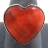 Navajo red spiny oyster shell and sterling silver heart ring