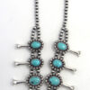 Navajo turquoise and sterling silver squash blossom necklace