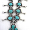 Navajo Turquoise and Sterling Silver Squash Blossom Necklace - Image 4
