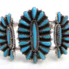 Zuni turquoise needlepoint and sterling silver cuff bracelet by Judy Wallace