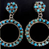 Zuni turquoise petit point and sterling silver circular cut out post dangle earrings