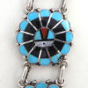 Zuni multi-stone inlay and sterling silver triple sunface pendant