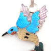 Zuni multi-stone inlay and sterling silver hummingbird pendant by Tamara Pinto