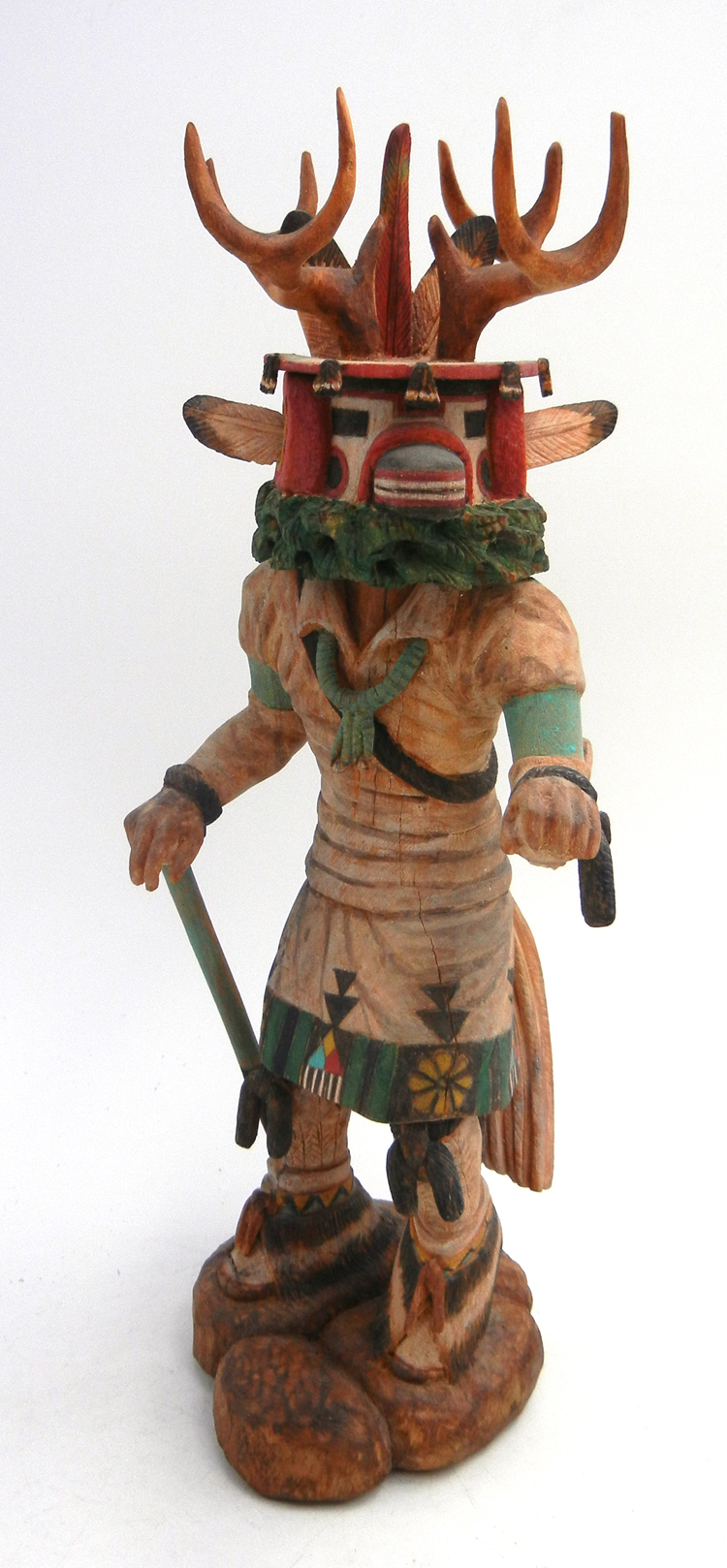 Hopi one piece deer dancer kachina doll by Malcolm Fred