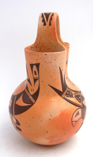 Hopi Gwen Setalla Vintage Handmade and Hand Painted Eagle Pattern Wedding Vase