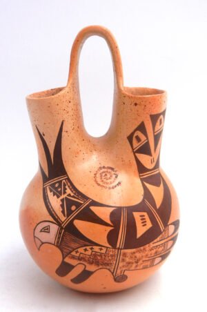 Hopi Gwen Setalla Vintage Handmade and Hand Painted Eagle Pattern Wedding Vase