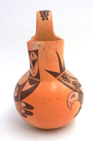 Hopi Gwen Setalla Vintage Handmade and Hand Painted Eagle Pattern Wedding Vase