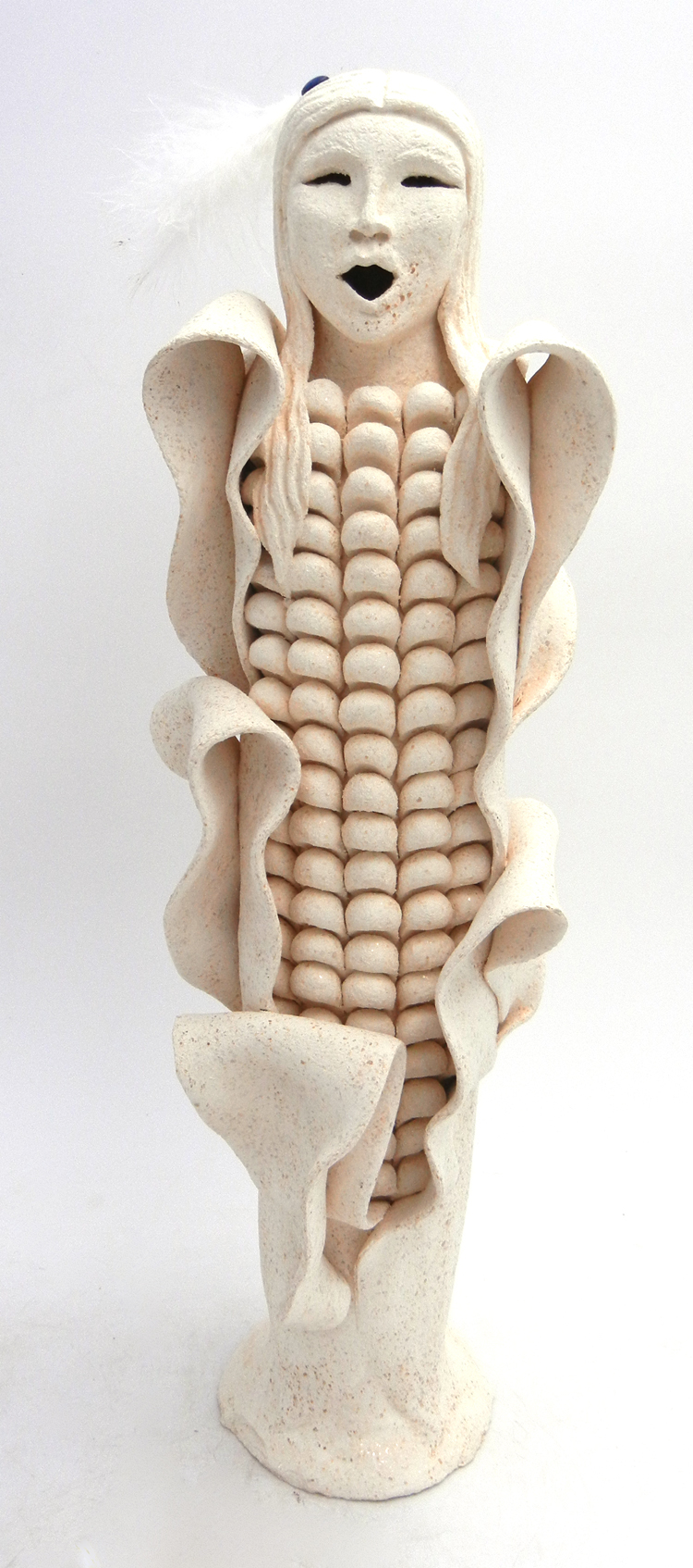 Navajo handmade white micaceous corn mother figurine by Nora Yazzie