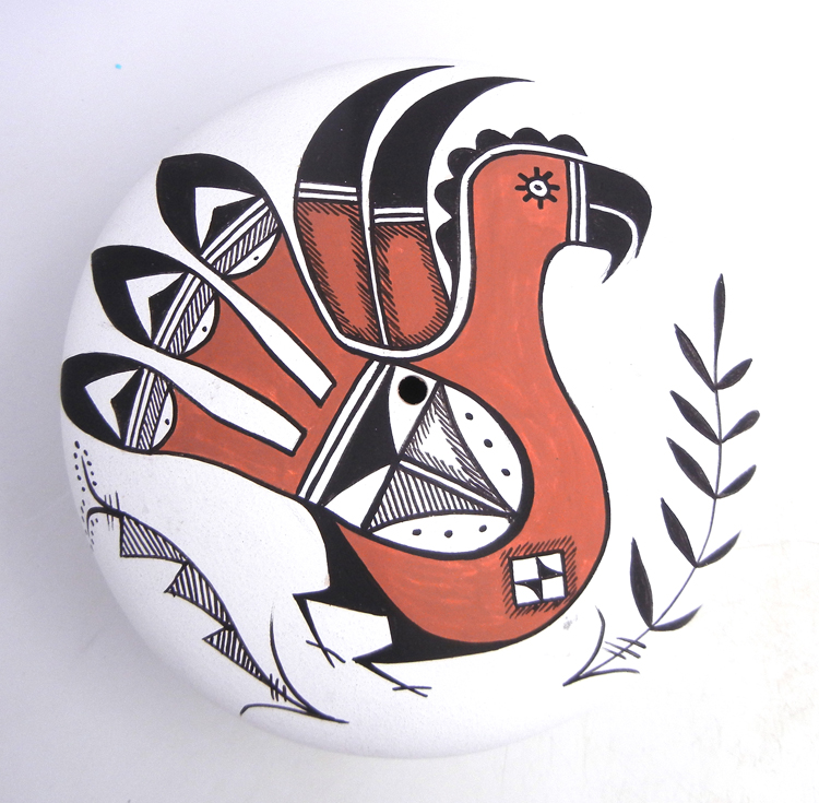 Navajo large handmade polychrome parrot seed pot by Westly Begaye