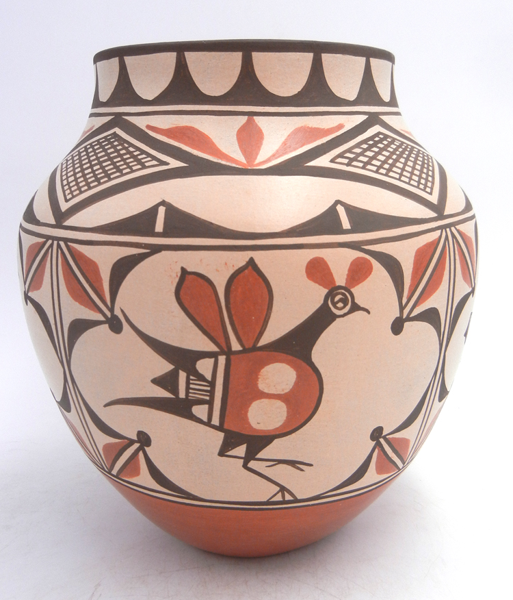 Zia handmade and hand painted bird and weather patter jar by Elizabeth and Marcellus Medina