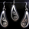 Hopi sterling silver overlay wave pattern earrings and pendant set