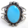 Navajo large turquoise and brushed sterling silver cuff bracelet