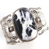 Navajo wide band sterling silver and white buffalo cuff bracelet