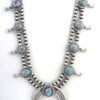 Navajo Dry Creek Turquoise and Sterling Silver Squash Blossom Necklace and Earring Set - Image 4