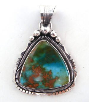 Navajo turquoise and sterling silver pendant by Will Denetdale