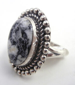 Navajo White Buffalo and Sterling Silver Ring