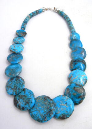 Santo Domingo Joe and JoAnn Garcia Turquoise Disc and Heishi Necklace