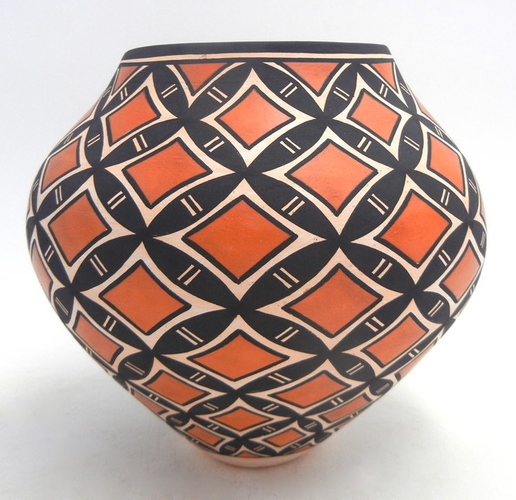 Acoma handmade and hand painted polychrome butterfly design jar by Kathy Victorino