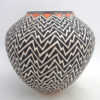 Acoma handmade and hand painted polychrome lightning pattern jar by Kathy Victorino