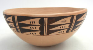 Hopi handmade, painted and polished feather pattern bowl by Adelle Nampeyo