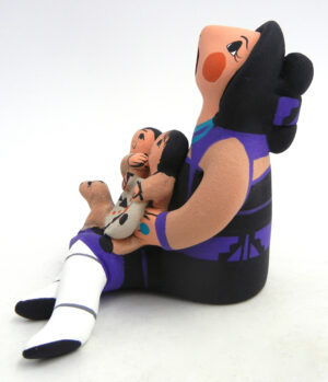 Jemez Joyce Lucero Seated Storyteller Figurine with Two Children and Dog