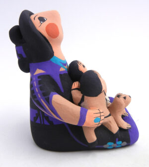 Jemez Joyce Lucero Seated Storyteller Figurine with Two Children and Dog