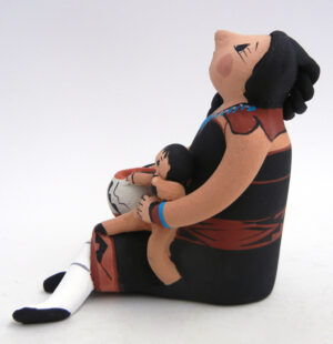 Jemez Joyce Lucero Seated Storyteller Figurine with One Child