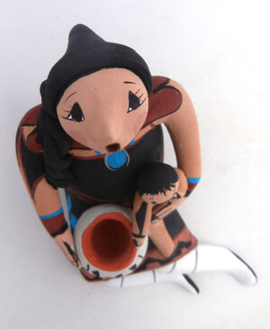 Jemez Joyce Lucero Seated Storyteller Figurine with One Child