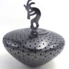 Mata Ortiz Mariano Quezada Handmade Polished Black Dotted Jar with Kokopelli Lid - Image 4