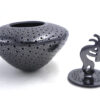 Mata Ortiz Mariano Quezada Handmade Polished Black Dotted Jar with Kokopelli Lid - Image 7