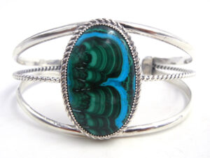 Navajo azurite and sterling silver cuff bracelet